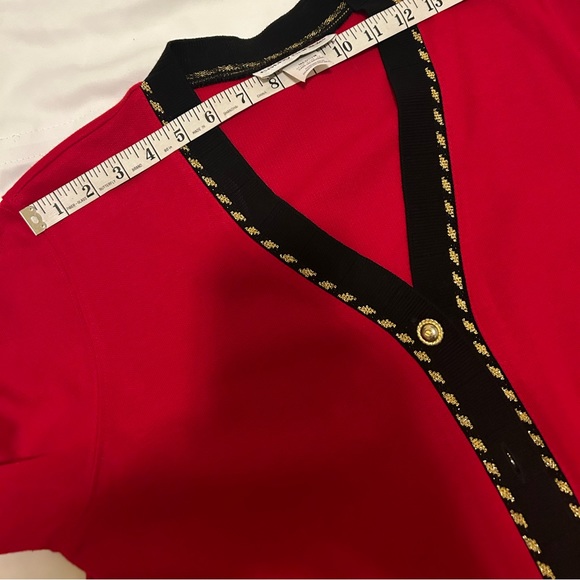 Preowned Cathy Daniels red button down cardigan Medium - Picture 2 of 13